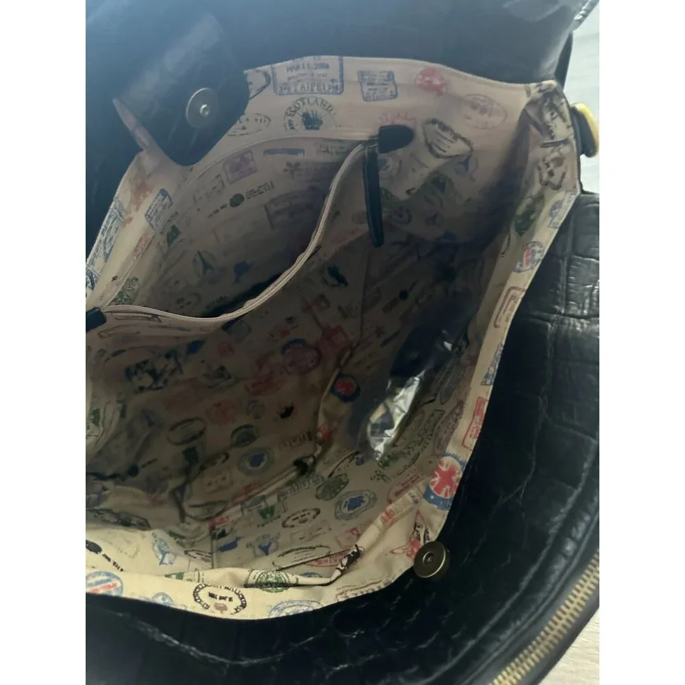 MARGOT Leather Animal Print Embosserd Satchel Handbag - Picture 9 of 9